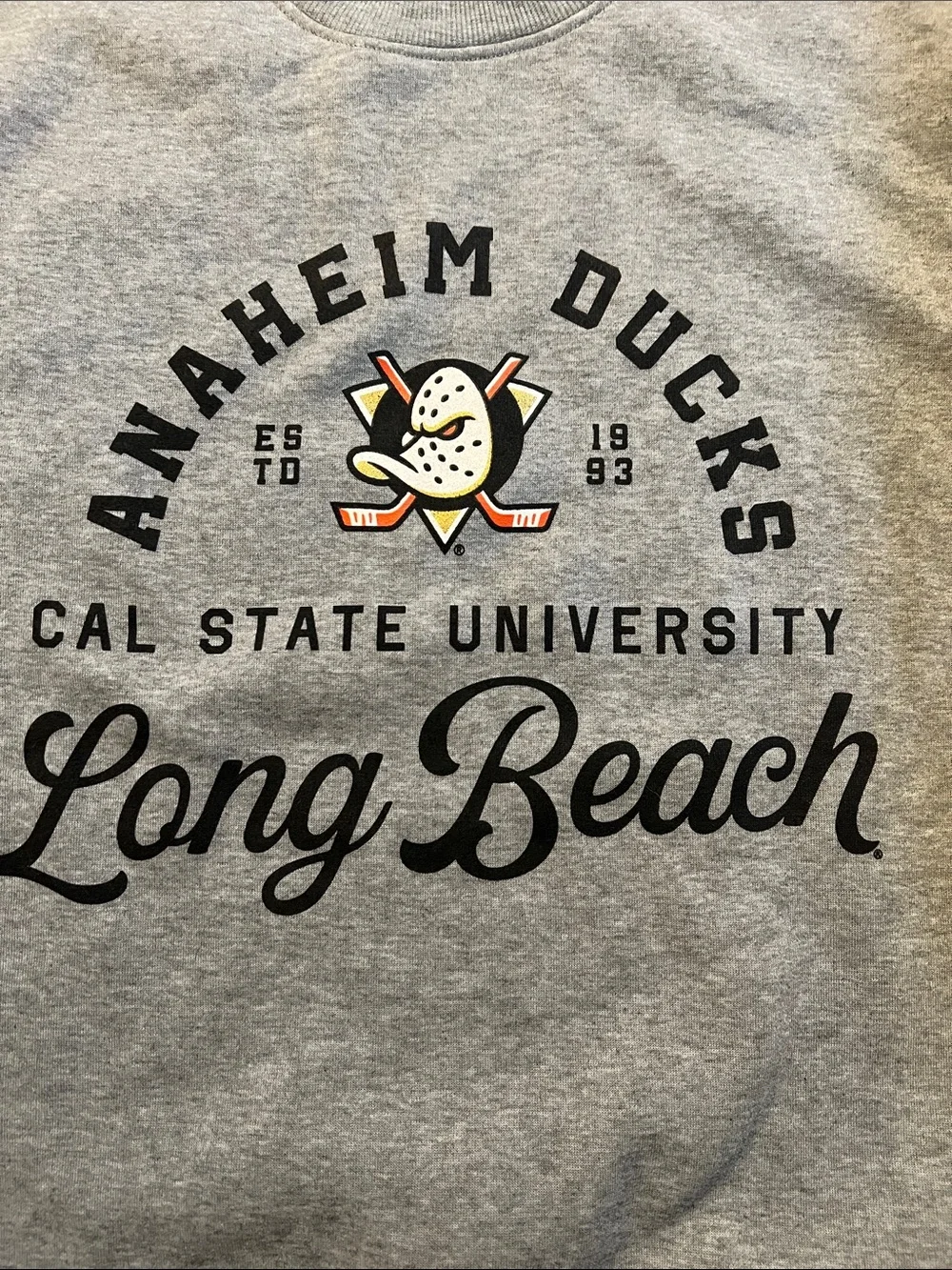 Cal State Long Beach Anaheim Ducks Gray Crewneck Sweatshirt